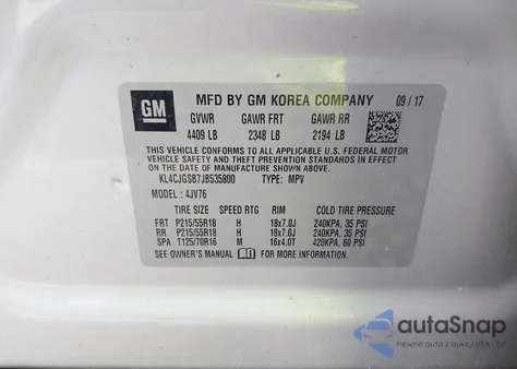 2018 Buick Encore Essence from USA, damaged, VIN KL4CJGSB7JB535800